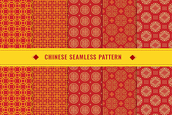 中国新年主题元素无缝图案矢量背景图素材v2 Chinese Seamless Pattern Vector v2