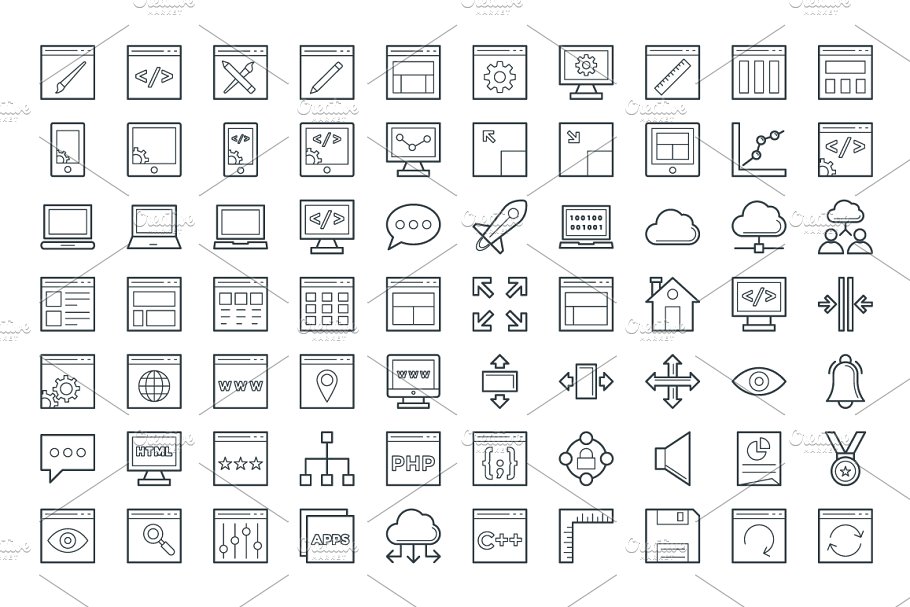 150+开发和设计图标 150+ Design and Development Icons设计素材模板