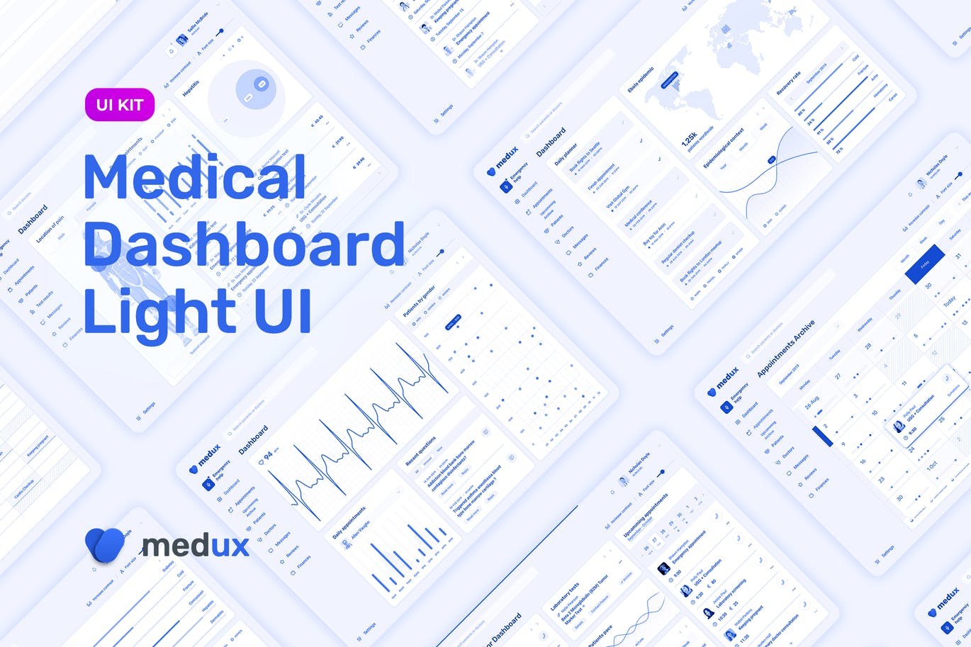 UI网页模板医疗仪表板sketch精心打造的高品质时尚高端简约轻型dashboard设计模板设计素材模板