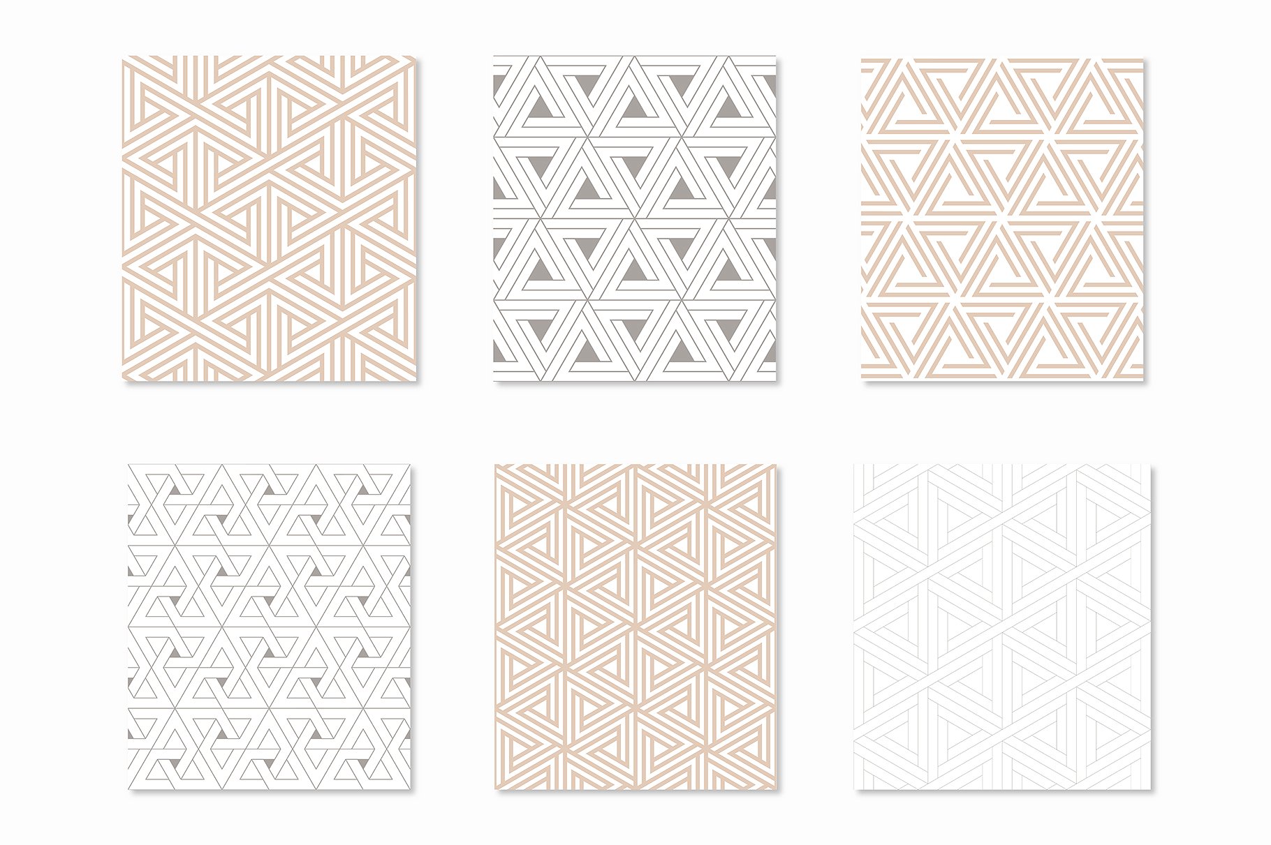 Trigonal Seamless Patterns Set 三角无缝图案|几何集合设计素材模板
