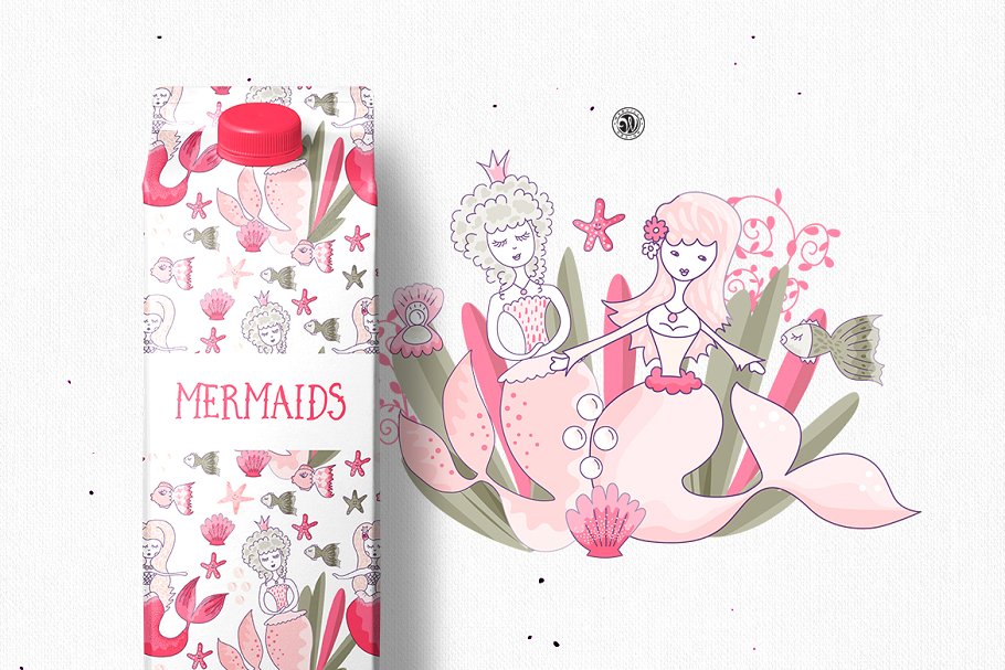 美人鱼图案插画 Mermaids设计素材模板