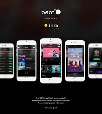 音乐播放器应用 beat’O UI Kits 源文件下载[For Sketch]