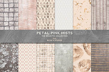 玫瑰金花瓣粉红背景纹理 Petal Pink Mists: Rose Gold & Silver