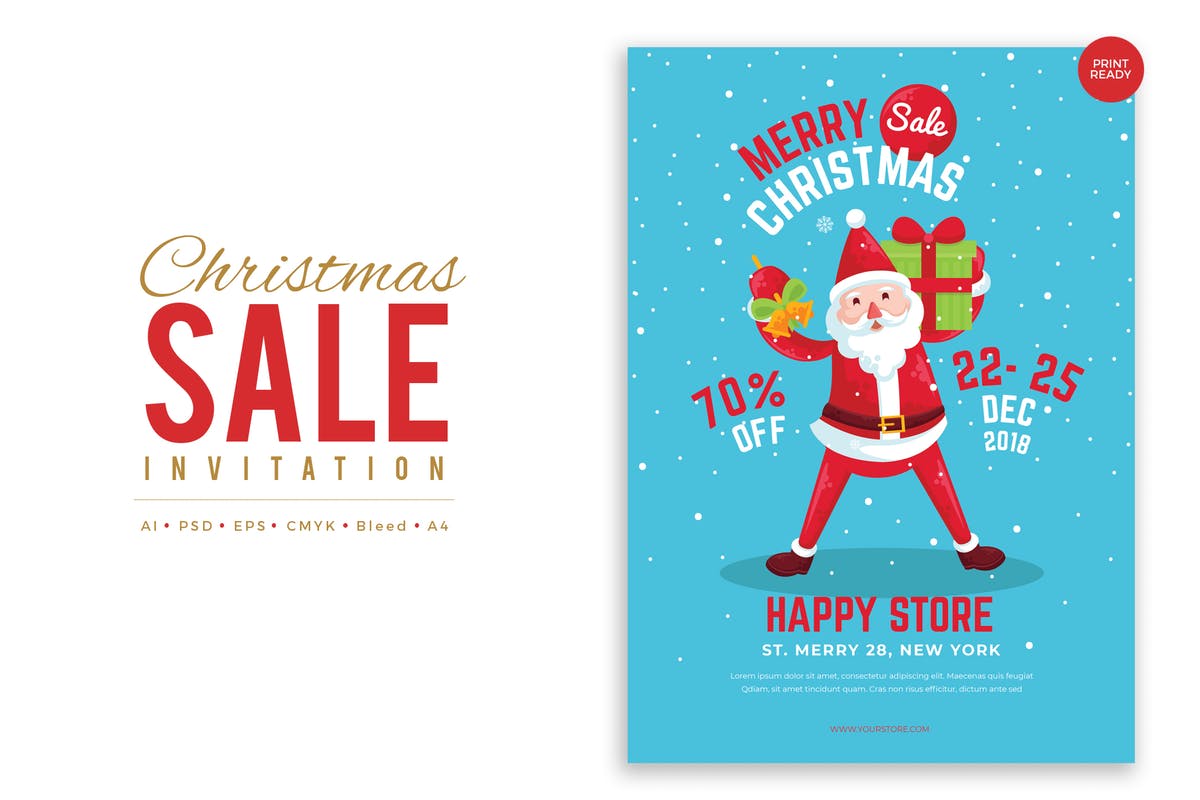 圣诞节商店促销活动传单设计模板V5 Merry Christmas Sale Flyer PSD and Vector Vol.5设计素材模板