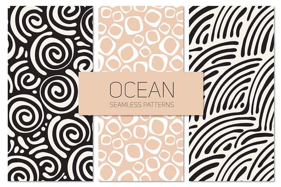 海洋无缝图案集 Ocean Seamless Patterns Set设计素材模板