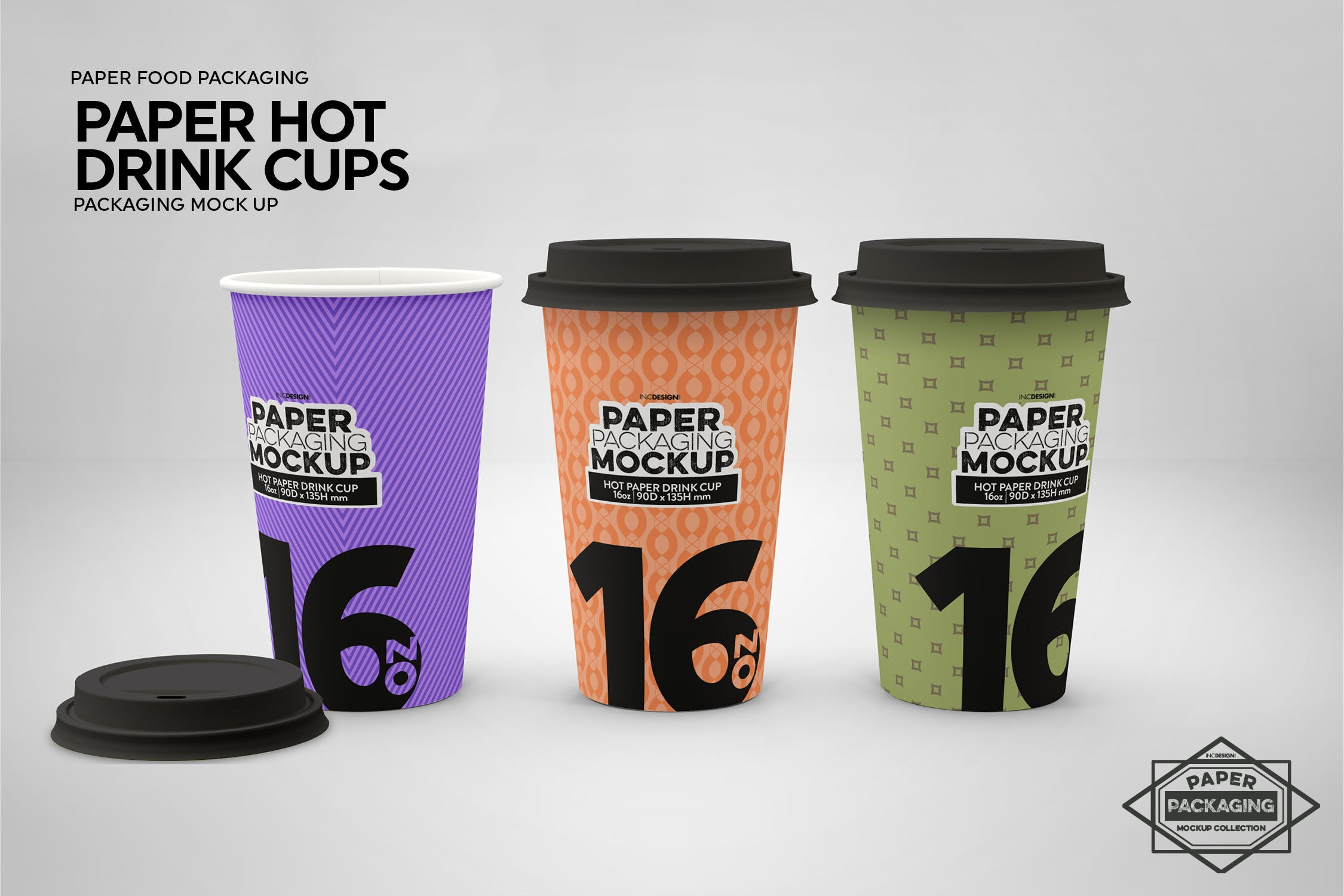 热饮一次性纸杯外观设计样机 Paper Hot Drink Cups Packaging Mockup设计素材模板