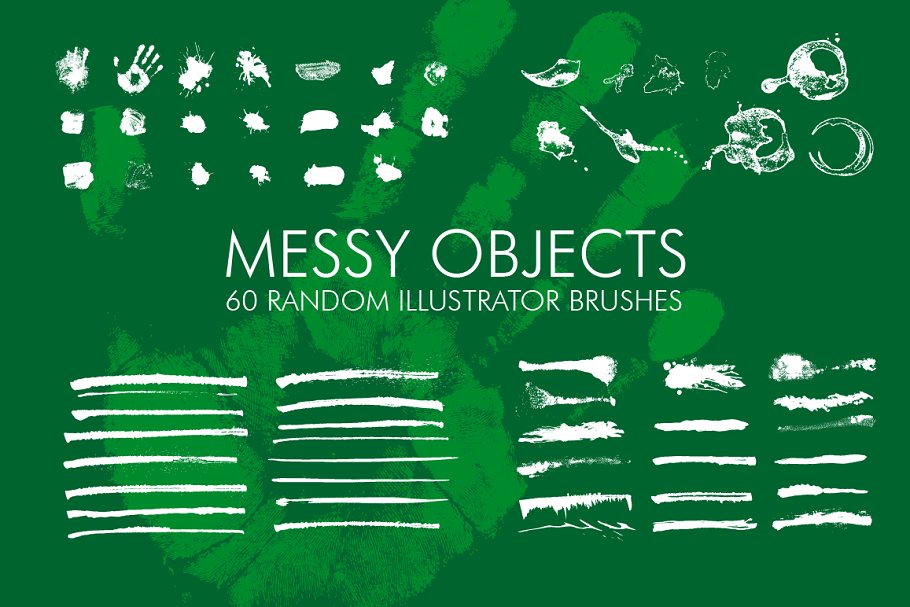 60个随机的Ai笔刷 60 Messy Illustrator Brushes设计素材模板