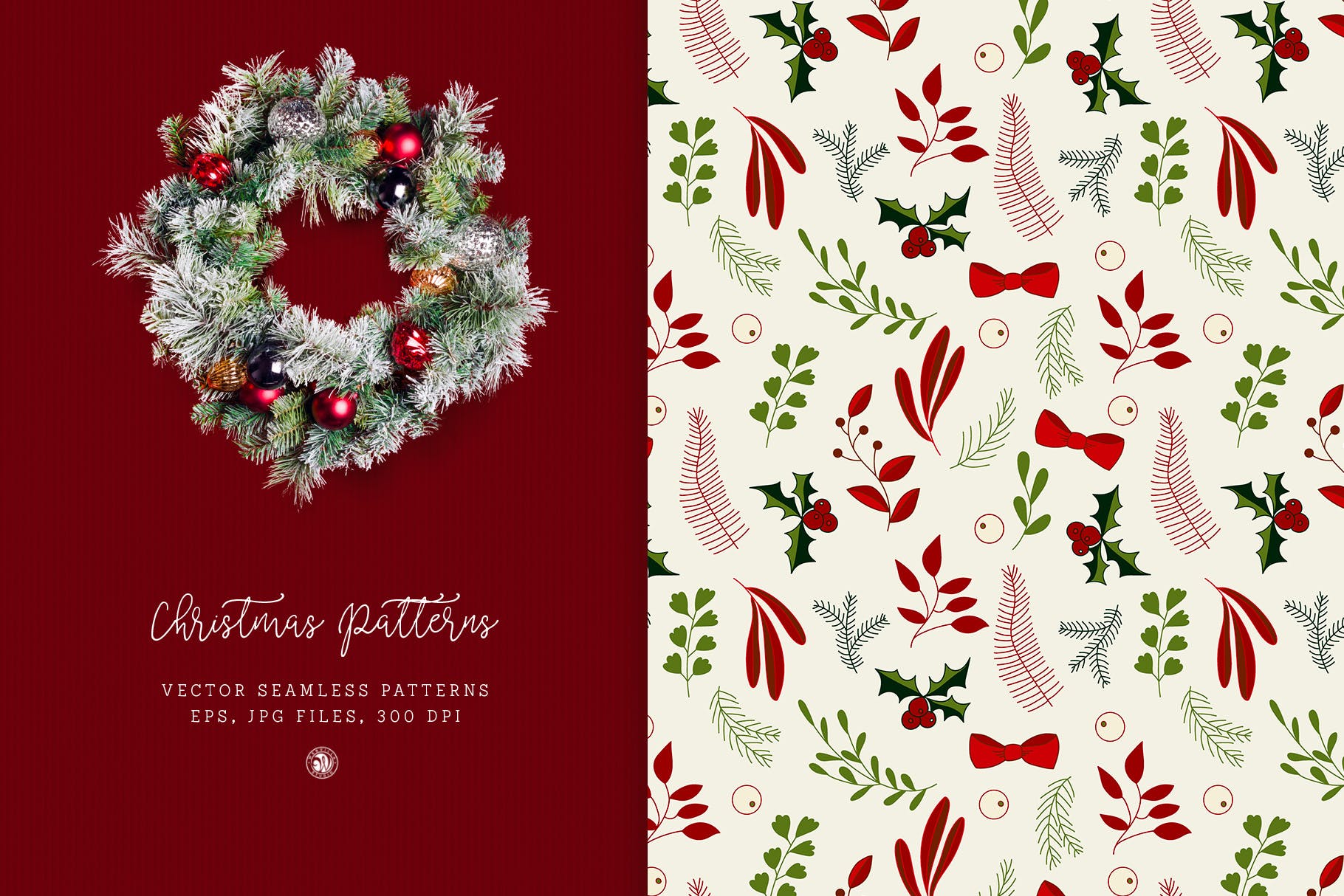 圣诞节节日元素图案花纹矢量背景素材 Christmas Patterns vol.2设计素材模板