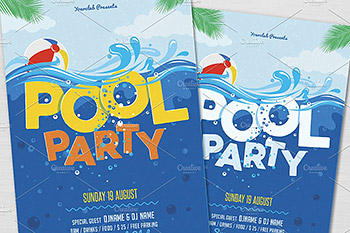 海报游泳池广告模板 Pool Party Flyer