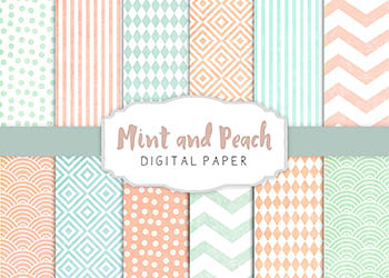 图案简约背景纹理 Peach and mint patterns