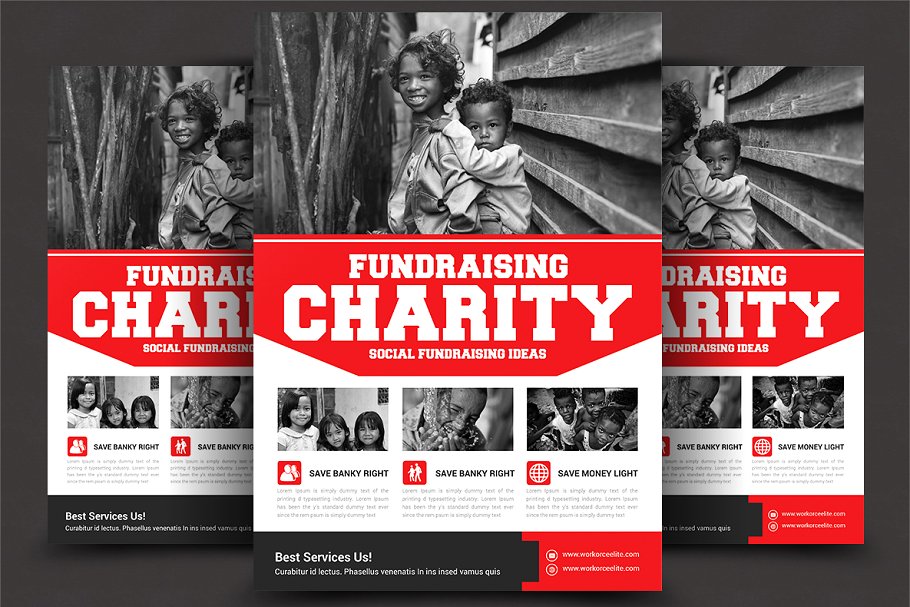 筹款慈善活动传单海报模板 Charity Fundraisers Flyer Templates设计素材模板