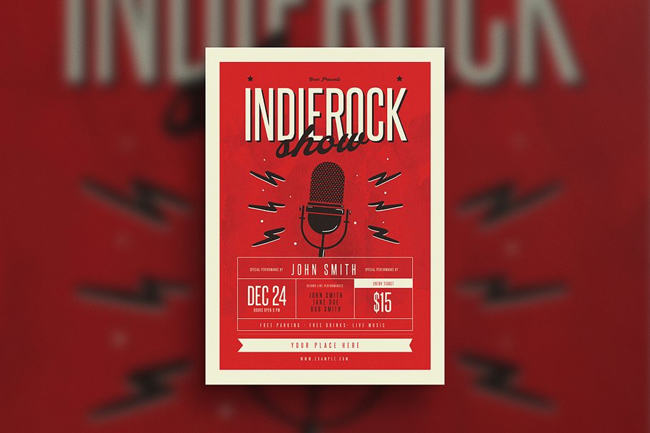 海报模板经典事件背景 Indierock Event Flyer设计素材模板