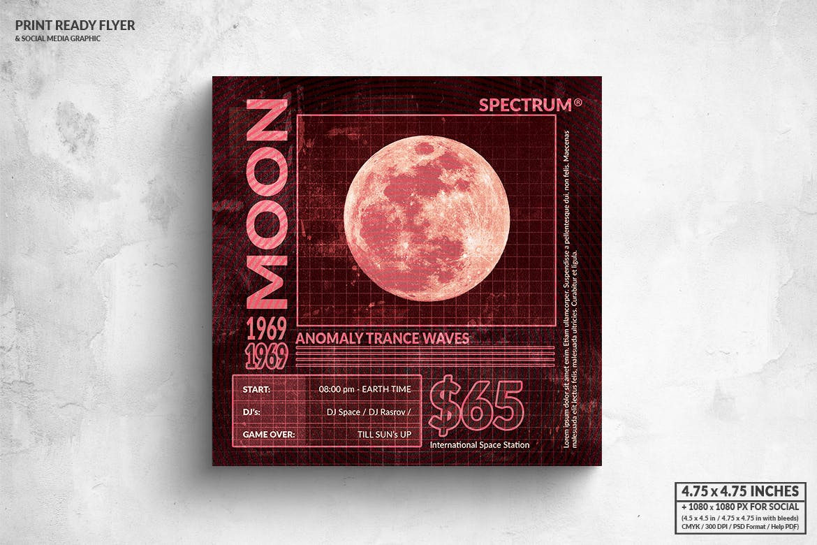 古典音乐会宣传单&社交广告设计模板 Moon Anomaly Music Square Flyer & Social Media设计素材模板