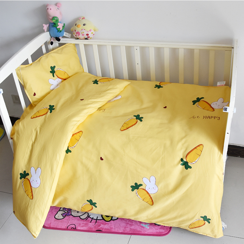 Pure cotton kindergarten quilt Three-piece set of children's bedding All-cotton quilt set Baby nap baby bed six-piece set with core