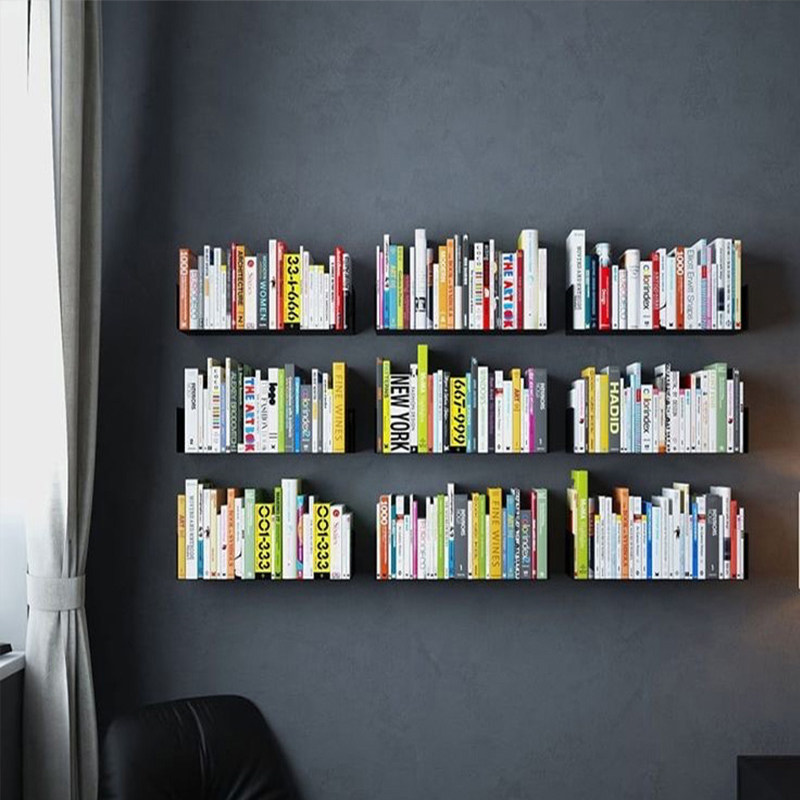 Nordic Bookshelves Wall Shelf Partitions Lined Partition Bedrooms Wall-mounted Invisible Containing Layer Shelf Decoration Free Of Punch