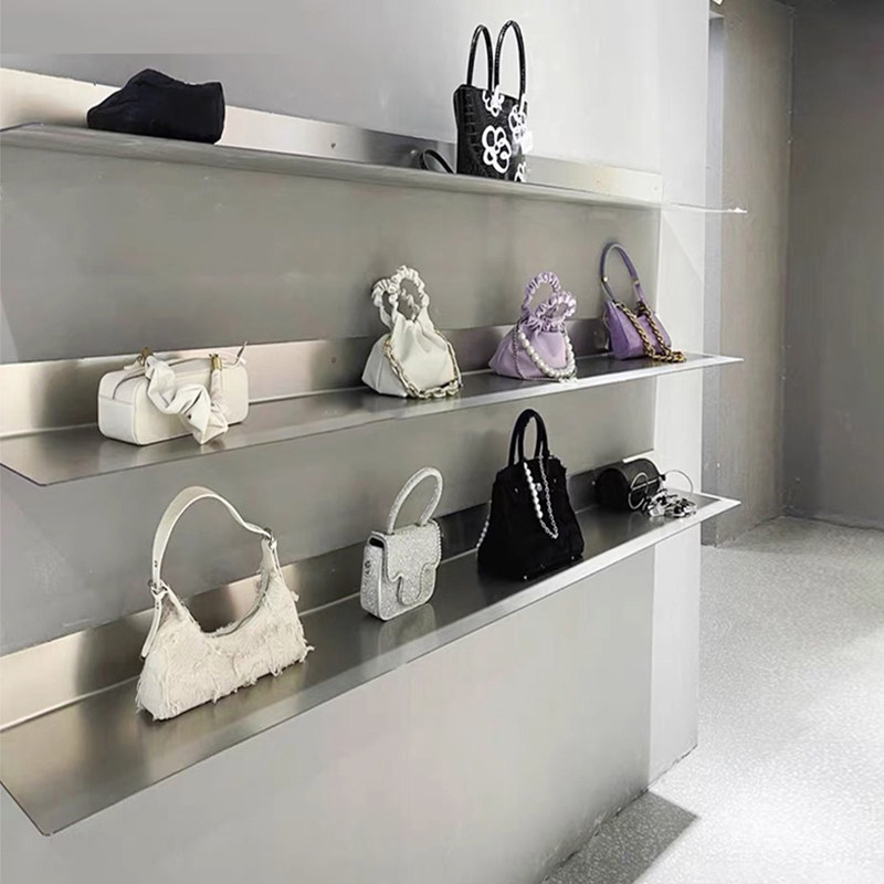 Modern minimalist wall shelf bookshelf wall hanging stainless steel wall partition living room one word layer display shelf