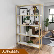 Marble Bookshelf Floor Nordic Iron Art Shelf Multilayer Containing Shelf Simple gold Golden Partition Screen Show Shelf