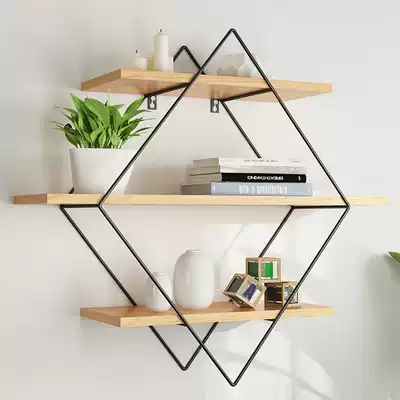 Simple modern solid wood wall shelf living room TV wall shelf Wall wall hanging plate partition