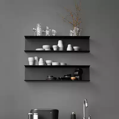 Nordic wrought iron plate wall shelf ins simple shelf Wall kitchen partition storage wall bookshelf
