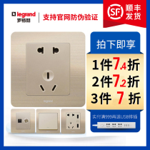 TCL Legrand switch socket panel large spacing Yidian fine gold pattern 5 five holes two three plug power supply household 86 type