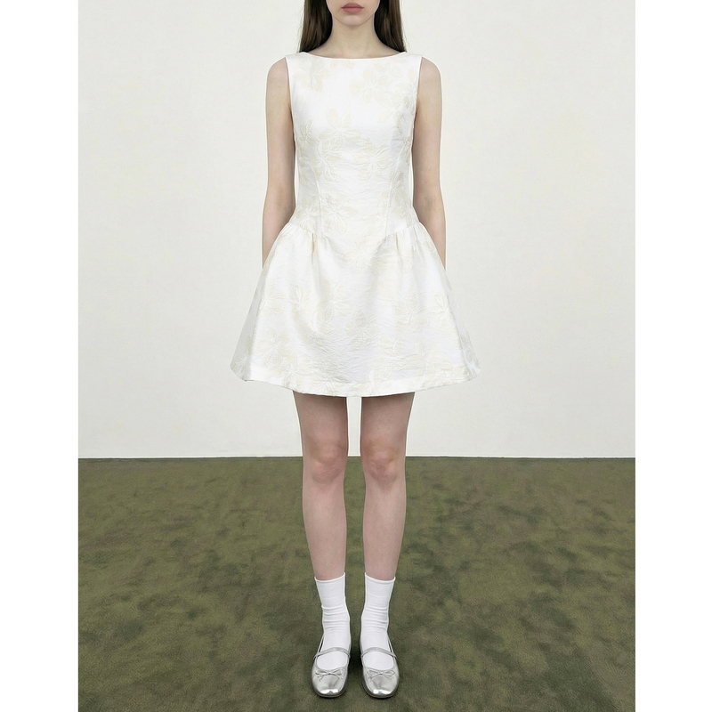 Gu Xiaonian White Moonlight Dress French Style Elegant Off-White Sleeveless Dress Princess Dress Short Dress One-Piece Dress