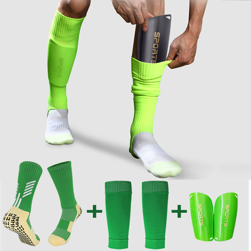 Professional Non-Slip Football Socks, Mid-Calf Length, Same Style for Adults and Children, Elastic Socks, Sports Protective Shield Equipment Set