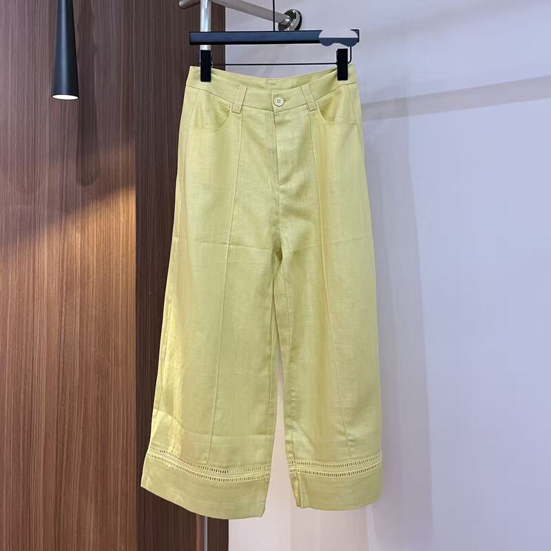 6.18 (No Returns, No Exchanges) 79 Tencel 21 Linen Pants with Hollowed-Out Straight-Leg Design 6.18 (No Returns, No Exchanges) 79 Tencel 21 Linen Pants with Hollowed-Out Straight-Leg Design