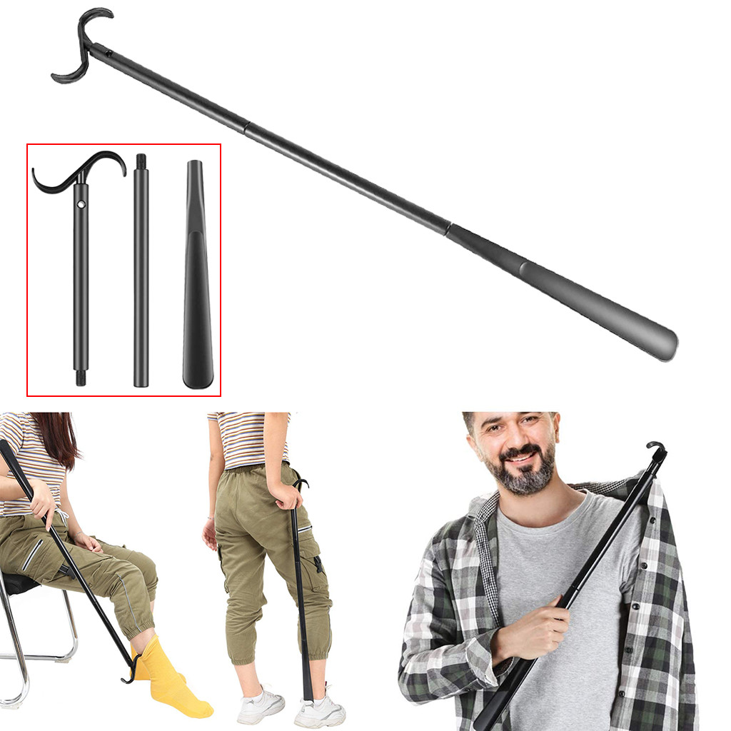 Clothes auxiliary rod hook ultra-long handle take off shoehorn take off socks elderly people with disabilities multi-functional household products artifact