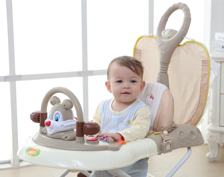 Baby Walker 6 7-18 tháng bé chống rollover đa chức năng tay đẩy có thể ngồi nam và cô gái với âm nhạc để giúp