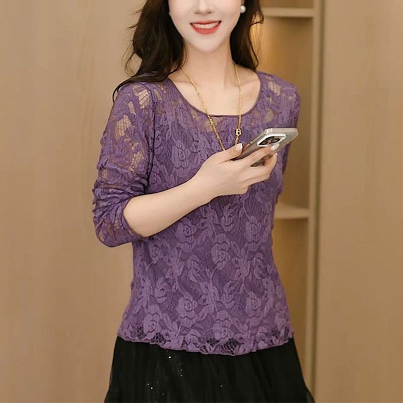 French-Style Hollow-Out Plus-Size Lace Top, Stretchy and Comfortable Without Being Too Tight, New Summer Versatile Round-Neck Short-Sleeve T-Shirt French-Style Hollow-Out Plus-Size Lace Top, Stretchy and Comfortable Without Being Too Tight, New Summer Versatile Round-Neck Short-Sleeve T-Shirt