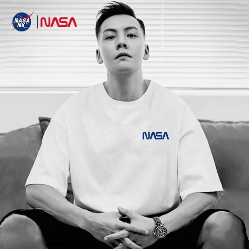 Nasa Co-Branded 300g Heavyweight Pure Cotton T-Shirt Summer Men's Round Neck Short-Sleeved Top Loose Half-Sleeved Bottoming Shirt Nasa Co-Branded 300g Heavyweight Pure Cotton T-Shirt Summer Men's Round Neck Short-Sleeved Top Loose Half-Sleeved Bottoming Shirt
