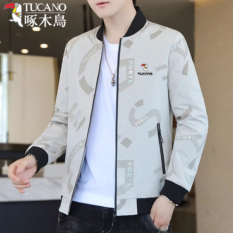 Woodpecker Brand Men's Jacket, New Spring and Autumn Style, Men's Winter Top, Versatile Casual Large Size, Fleece-Lined and Thickened Jacket