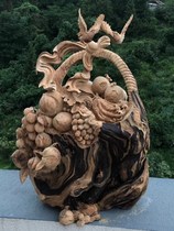 Cliff cypress root carving ornaments craft wood carving fruitful home decorations Wood carving landscape Chinese furnishings