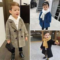 Childrens woolen coats spring and autumn medium and long styles new childrens clothing male baby coats small and medium-sized childrens long Korean style coats