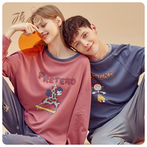  Top Guagua couple pajamas can go out light sports home clothes suit womens autumn and winter long-sleeved mens home clothes