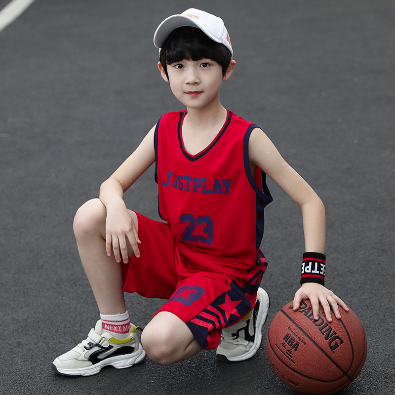 Boys' sports suits, big children's summer quick-drying clothes, boys' sleeveless vest, summer clothes, children's basketball clothes No. 23