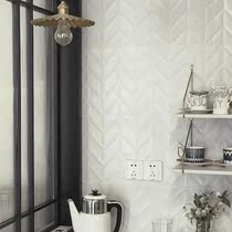 Nordic body bump fish bone shaped wall brick white cultural brick background wall balcony wall tile cafe 30*60