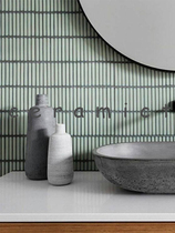 Kiln mosaic tile retro small strip green restaurant background wall aisle toilet wall tile designer model