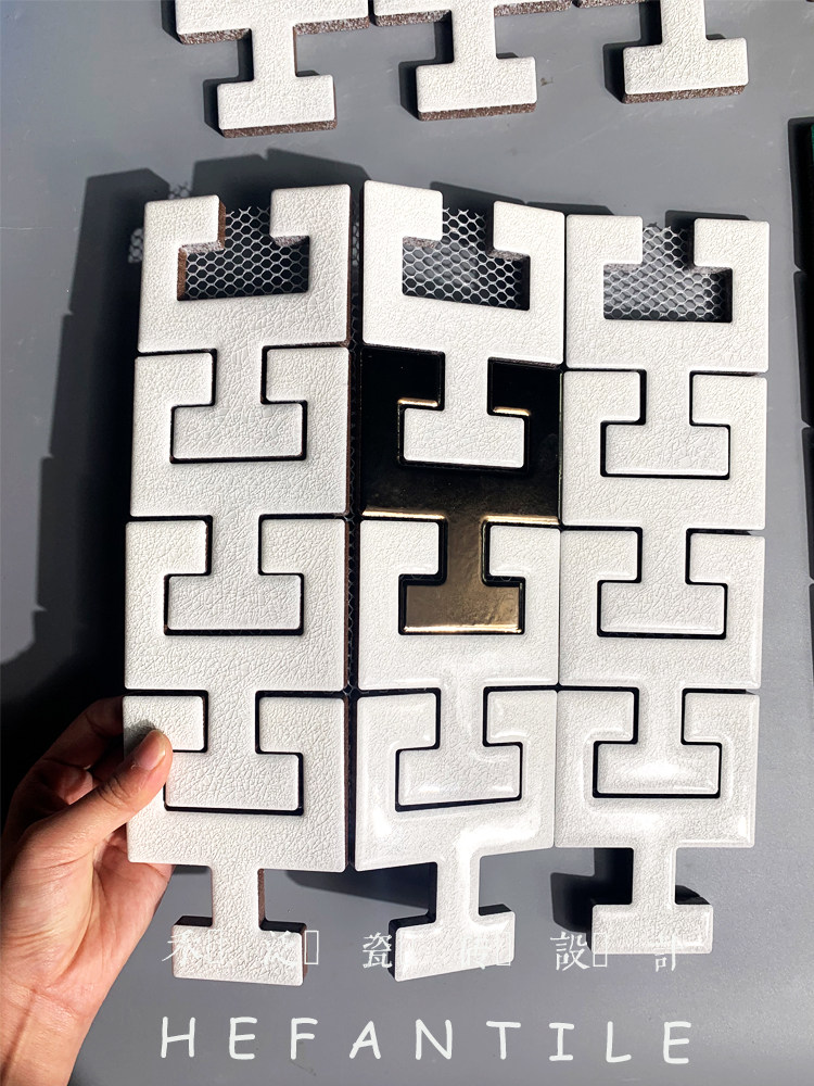 Wo Pan Retro Metal Ice Cracking Ceramic Profiled Tile Makeup Room Bathroom Background Wall Ink Green Mesh Sticker Mosaic