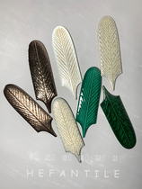 He pan retro old metallic feather brick dark green brick restaurant bar tile toilet fan-shaped background wall