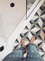 He Pan Nordic light luxury dark green geometric tiles 200 Diamond all porcelain bathroom kitchen balcony wall floor tiles non-slip