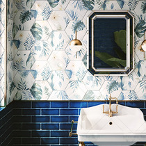 Nordic ins forest green plant hexagonal tile tile floor tile wall tile non-slip living room background wall kitchen bathroom