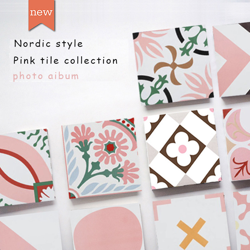 Wo pan Nordic net red pink small flower brick 300 full porcelain kitchen bathroom Mind floor tile wall brick anti-wear and abrasion resistant