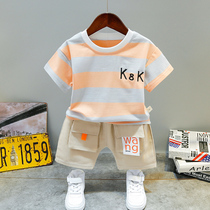 Hong Kong boys summer clothes 2021 new foreign style childrens clothes summer thin handsome one-year-old baby short-sleeved suit