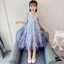 Hong Kong Girls Summer Clothes Hanfu New Princess Children Ancient Dress Dress Summer China Wind Super Fairy Snowspun Dress Dress