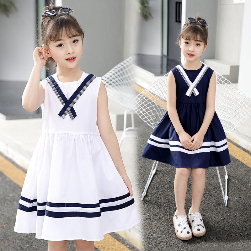 Hong Kong Girl's Summer Dress Foreign Dress College Wind 2022 Summer New Ocean Slim Fit in Korean Edition CUHK Scout Vest Dress