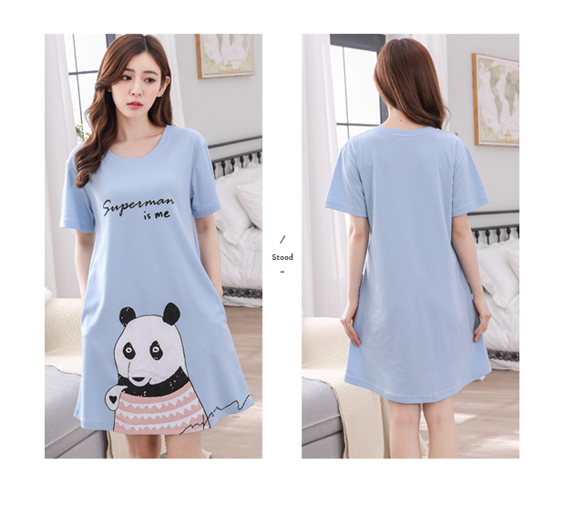 Nightdress nữ mùa hè bông ngắn tay váy phần mỏng lỏng kích thước lớn phim hoạt hình sinh viên đồ ngủ phụ nữ nhà dịch vụ mùa hè váy đầm thiết kế cao cấp