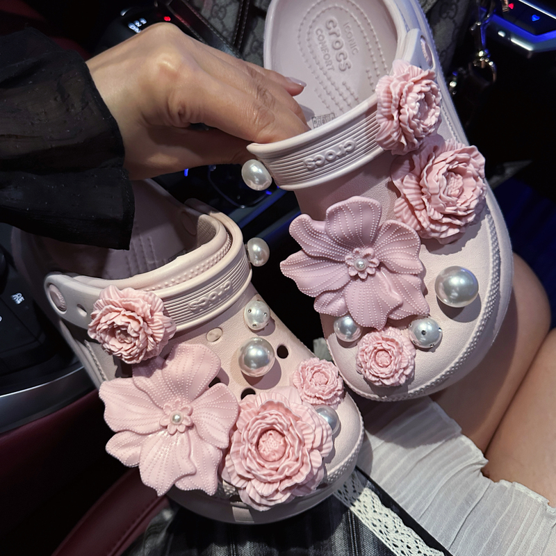 Pink Bouquet Azalea Pearl Clog Shoe Accessories Shoe Flower Suitable for Crocs Decorative Accessories Shoe Charms