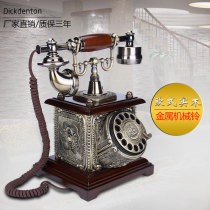 New European Craft Retro Solid Wood Decoration Antique Old Antique Rotating Rotary Disc Telephone landline