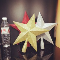 Christmas decorations gold powder five-pointed star dance props childrens performance red gold silver hanging star pendant star